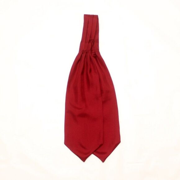 Maroon Silk Men's Cravat Ascot A191 - Picture 2 of 7